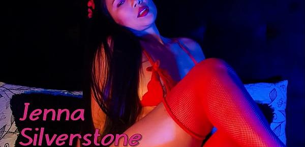 trendsCAMSTER - Jenna Silverstone - Sexy Asian Hottie in Red Stockings Slides Two Toys in Her Creamy Pussy